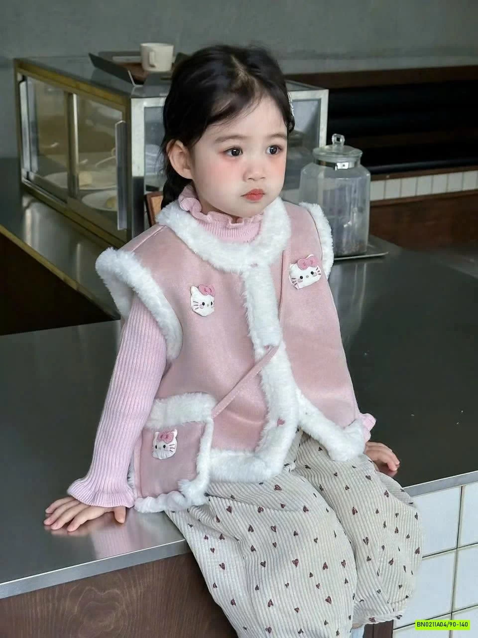 KHOÁC GILE HỒNG VIỀN LÔNG NINGLI