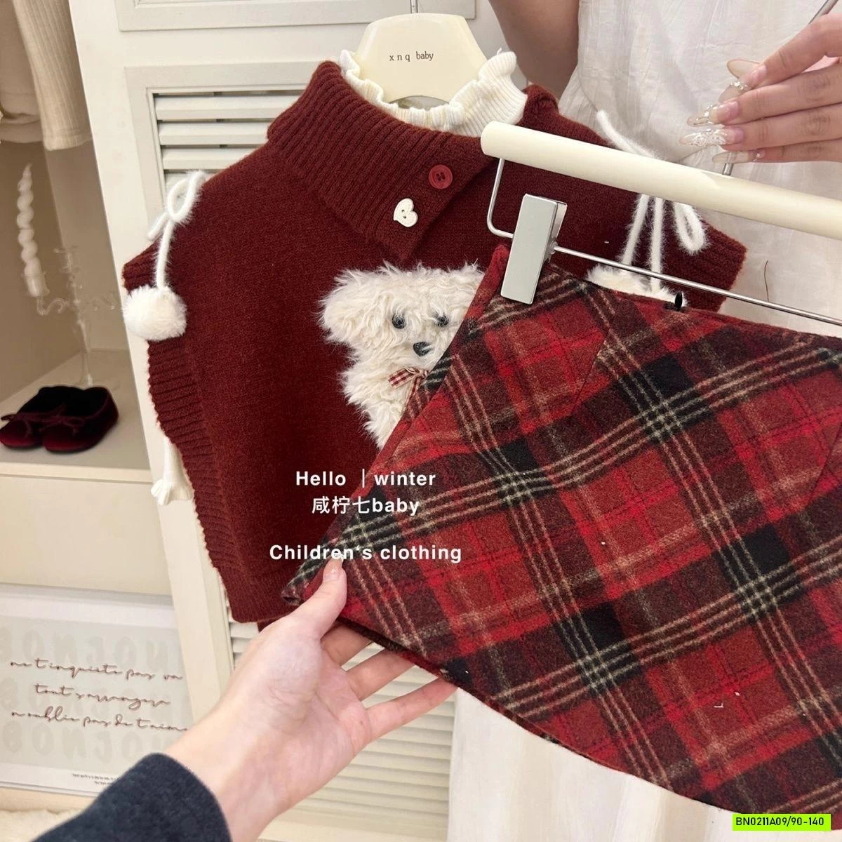 SÉT CHOÀNG LEN ĐỎ CÚN 3 CHI TIẾT