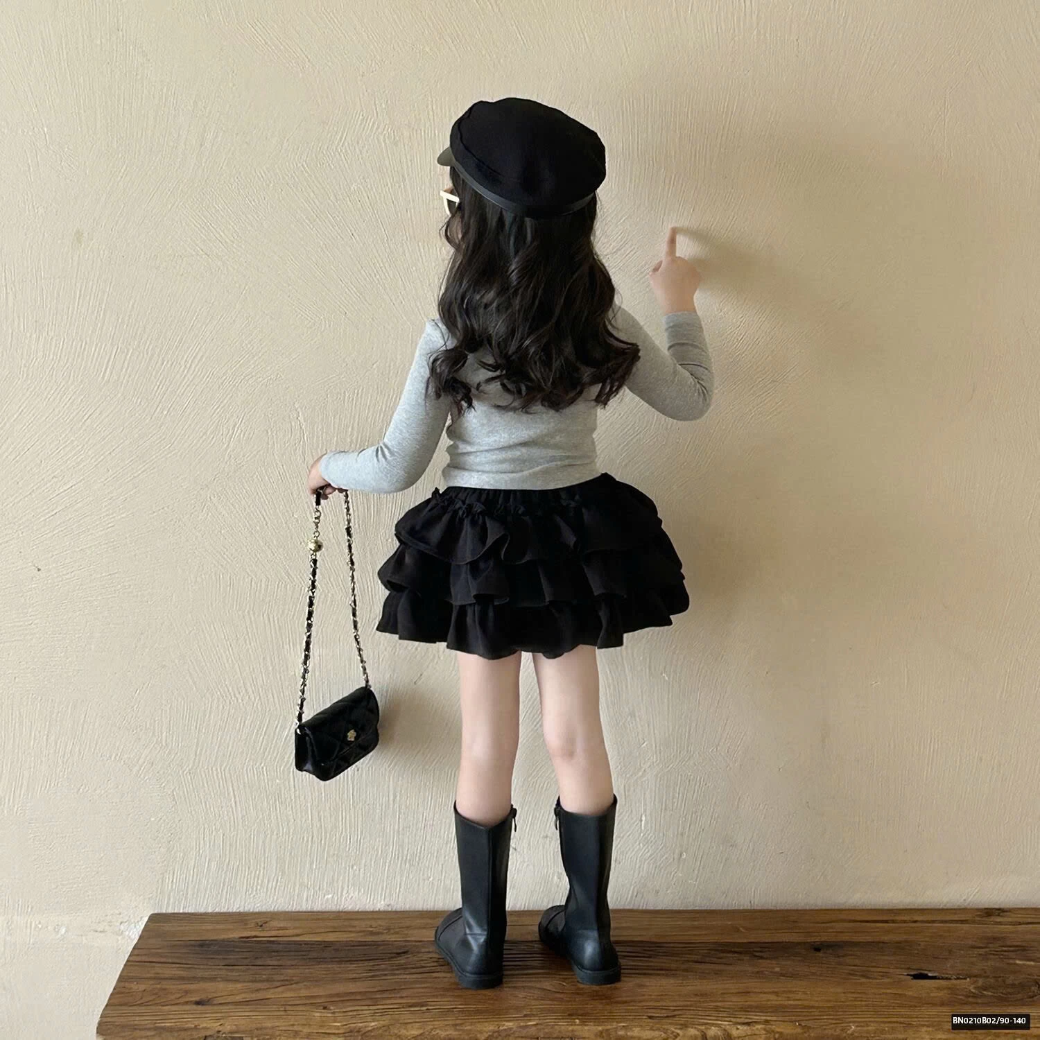 SÉT THUN XÁM MIX CHÂN VÁY TẦNG BÈO