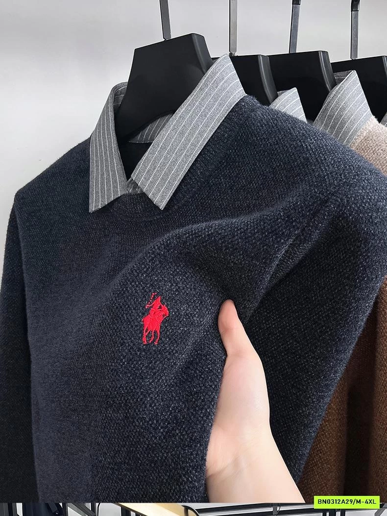 ÁO NỈ NAM PHỐI CỔ SƠ MI LÓT NHUNG