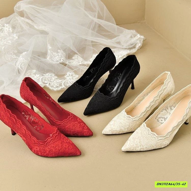 GIÀY REN THÊU CAO GÓT MŨI NHỌN CAO CẤP