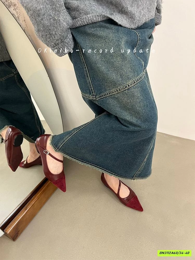 GIÀY BỆT PHỐI NHUNG MŨI NHỌN NỮ