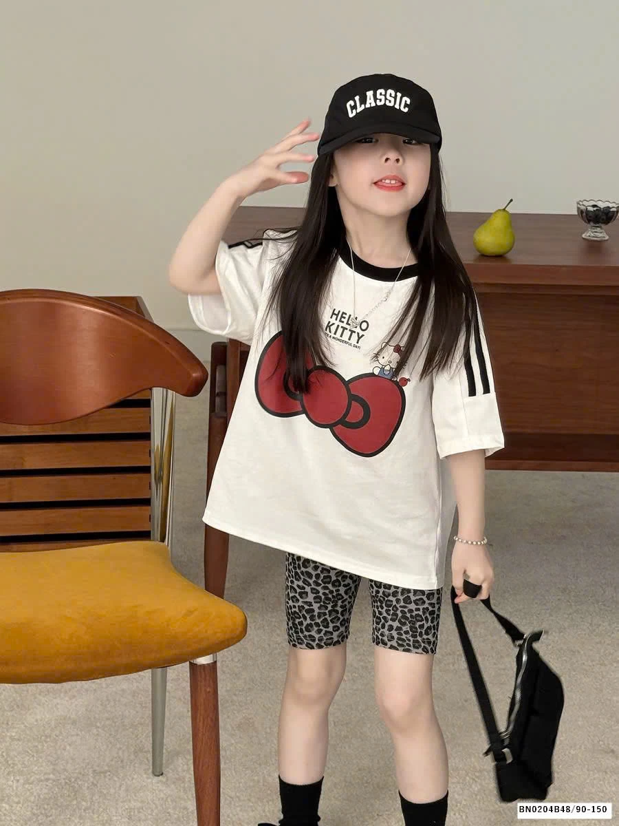 SÉT QUẦN LEG DA BÁO MIX ÁO THUN KITTY