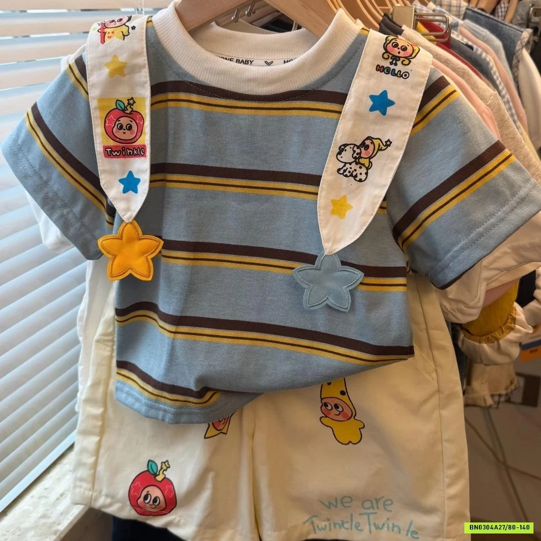 SÉT ÁO KẺ MIX SHORT THÔ MỀM