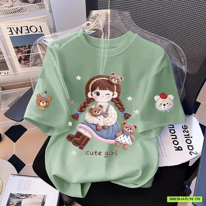 ÁO PHÔNG CỘC IN HÌNH CHO BÉ GÁI