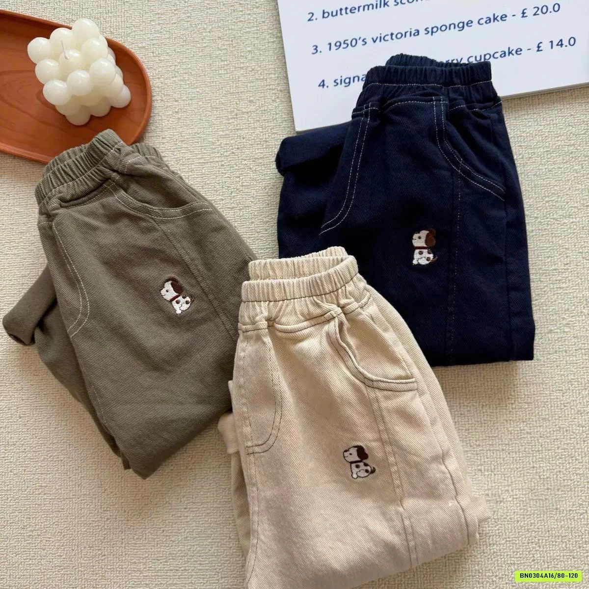 QUẦN DÀI BÉ TRAI THÊU CÚN