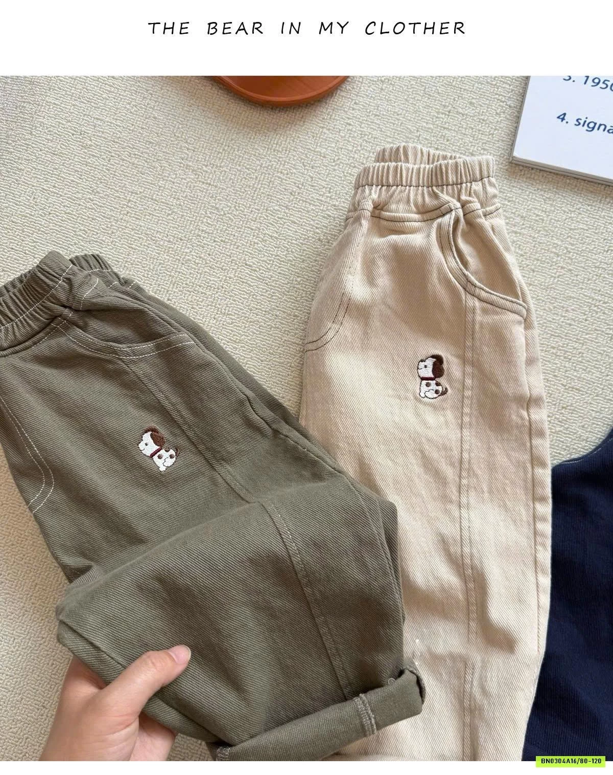 QUẦN DÀI BÉ TRAI THÊU CÚN