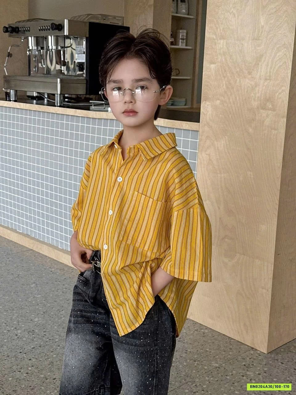 SƠ MI SỌC VÀNG TÚI NGỰC