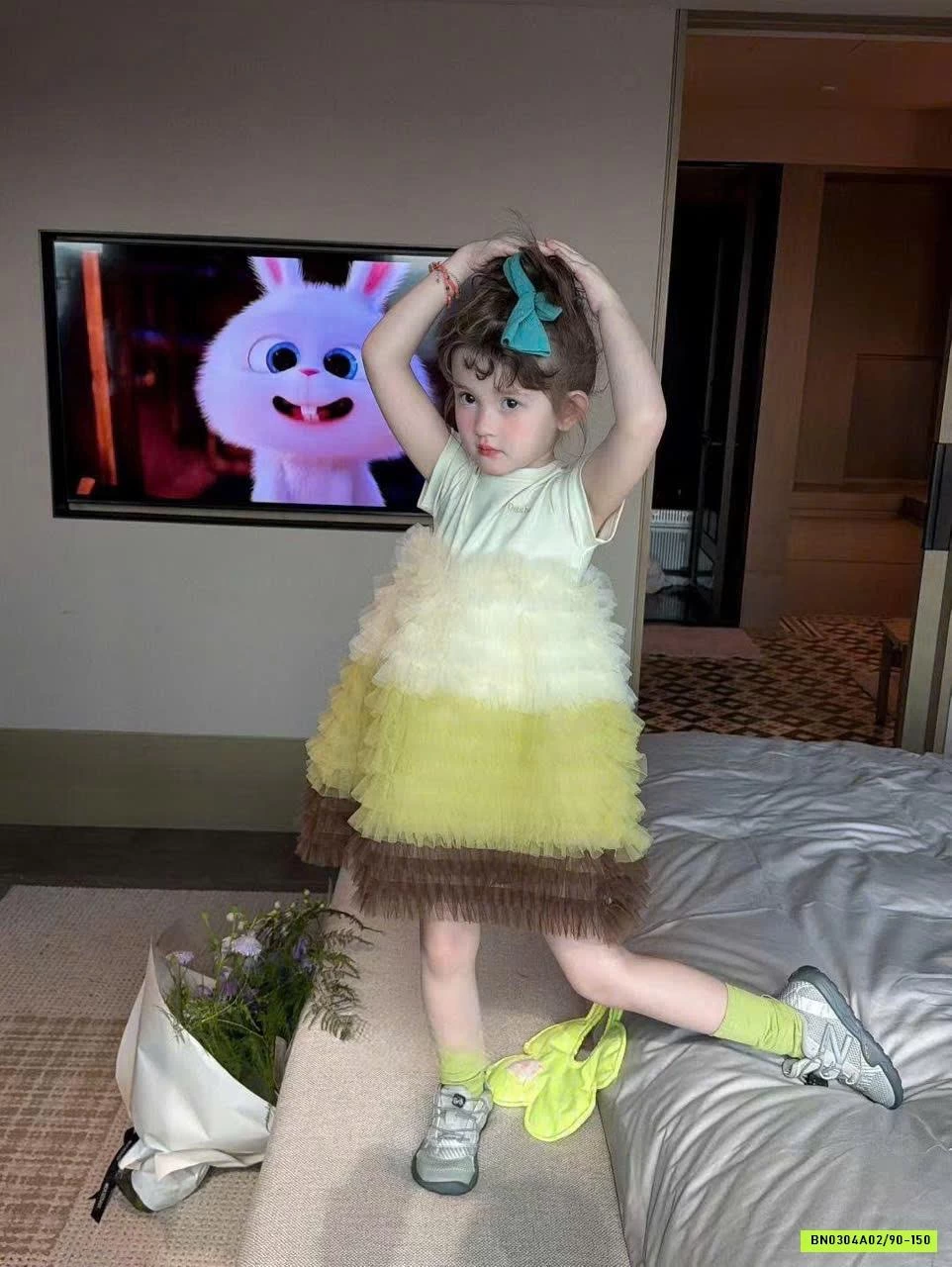 ĐẦM THUN PHỐI CHÂN VOAN LOANG MÀU