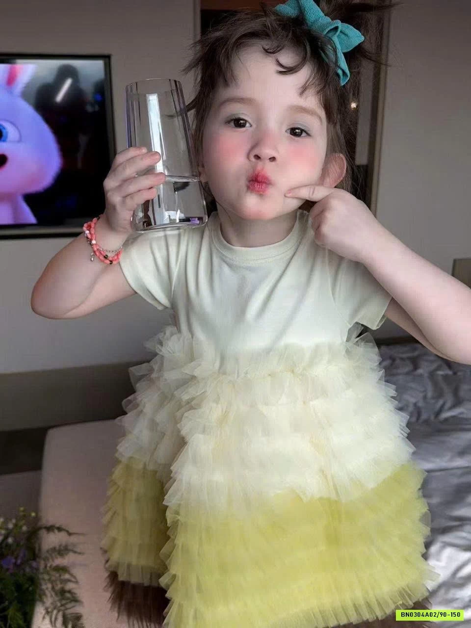 ĐẦM THUN PHỐI CHÂN VOAN LOANG MÀU