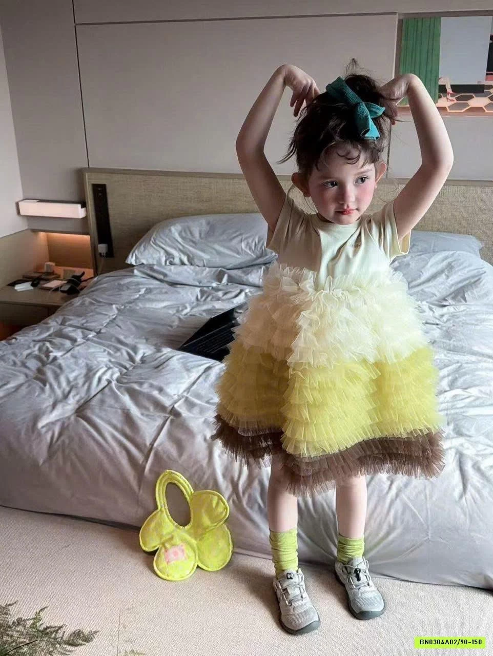 ĐẦM THUN PHỐI CHÂN VOAN LOANG MÀU