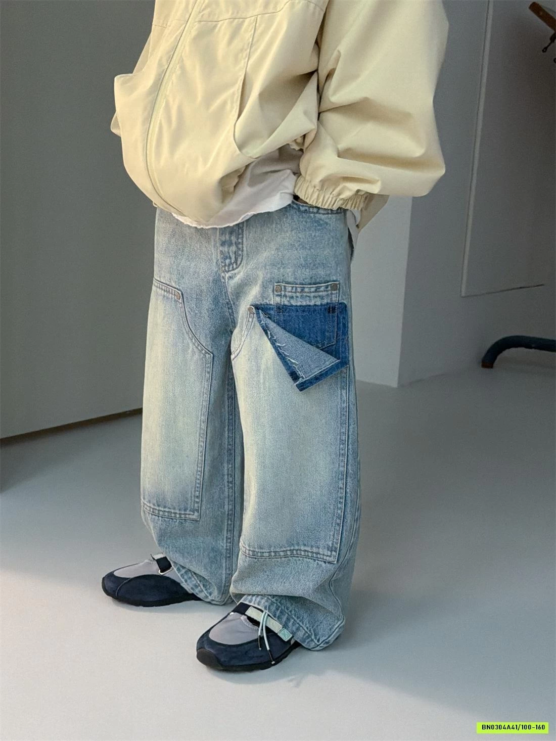 JEANS SUÔNG BẠC GỐI GIẢ TÚI CÁ TÍNH CHEESE