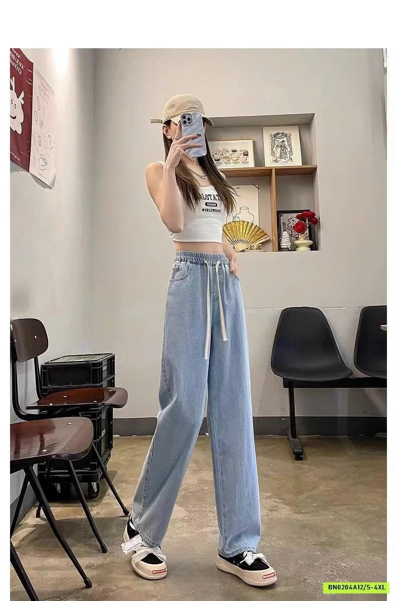 QUẦN JEAN NỮ ỐNG RỘNG CẠP CAO