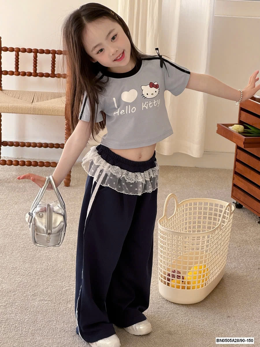 QUẦN SUÔNG SỌC BÊN CẠP PHỐI REN