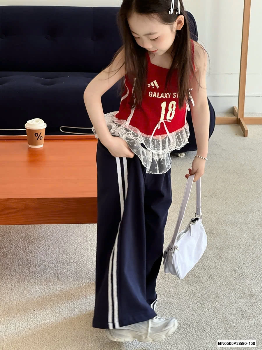 QUẦN SUÔNG SỌC BÊN CẠP PHỐI REN