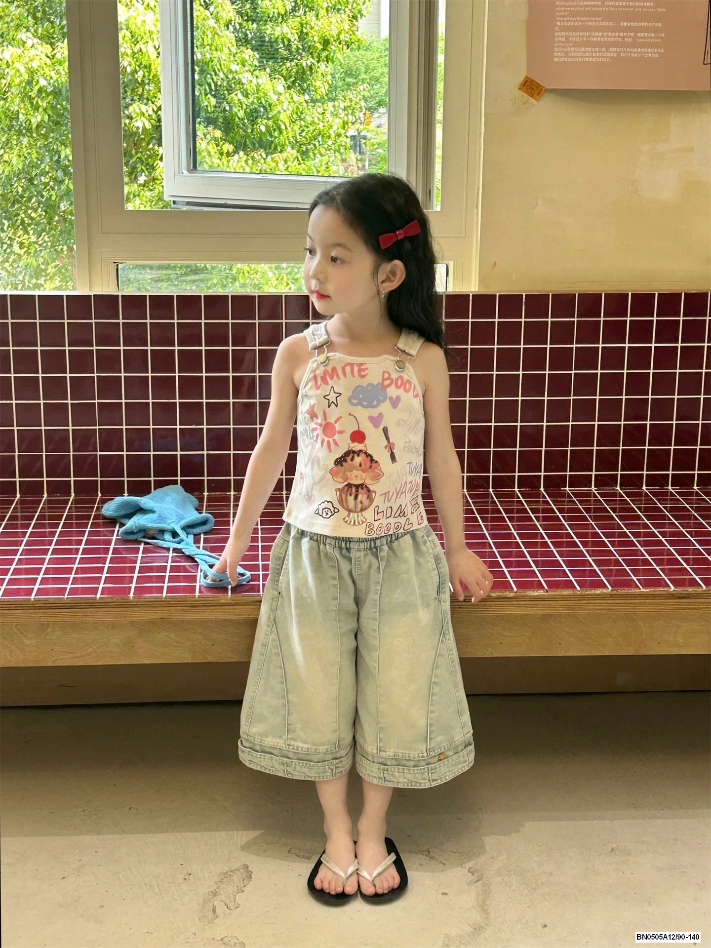 ÁO 2 DÂY MIX JEANS LỠ