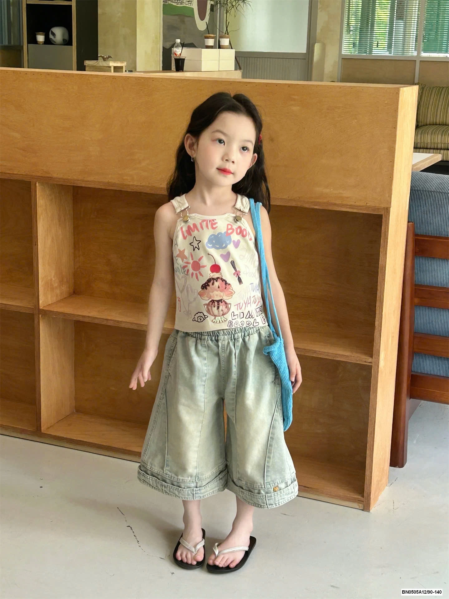 ÁO 2 DÂY MIX JEANS LỠ