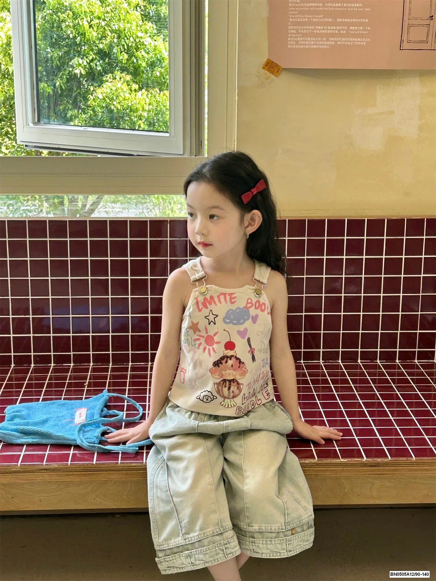 ÁO 2 DÂY MIX JEANS LỠ