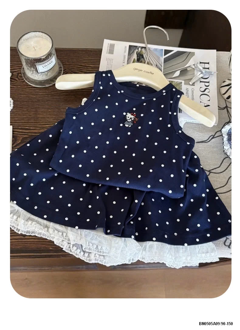 SÉT VÁY CHẤM BI VIỀN REN