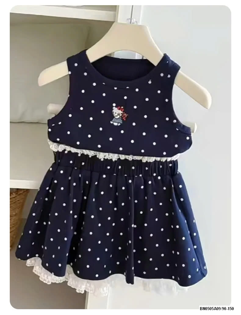 SÉT VÁY CHẤM BI VIỀN REN