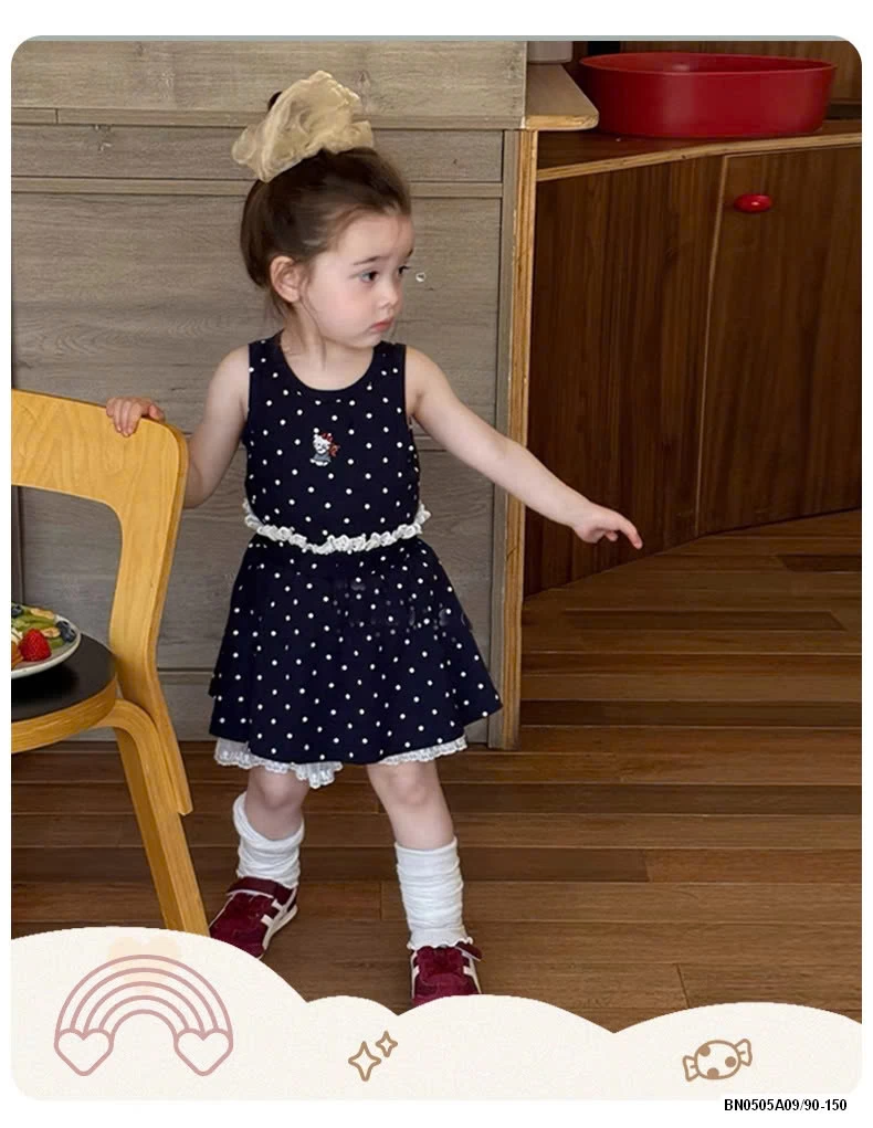 SÉT VÁY CHẤM BI VIỀN REN