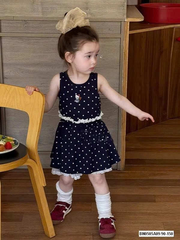 SÉT VÁY CHẤM BI VIỀN REN