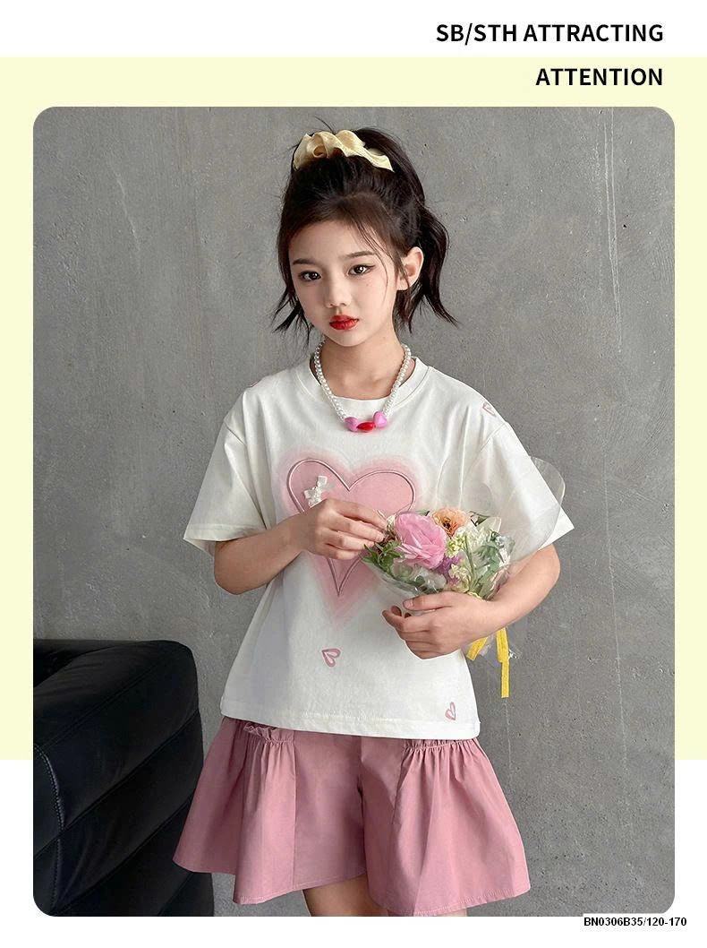 SÉT ÁO THUN TRÁI TIM MIX CV NƠ