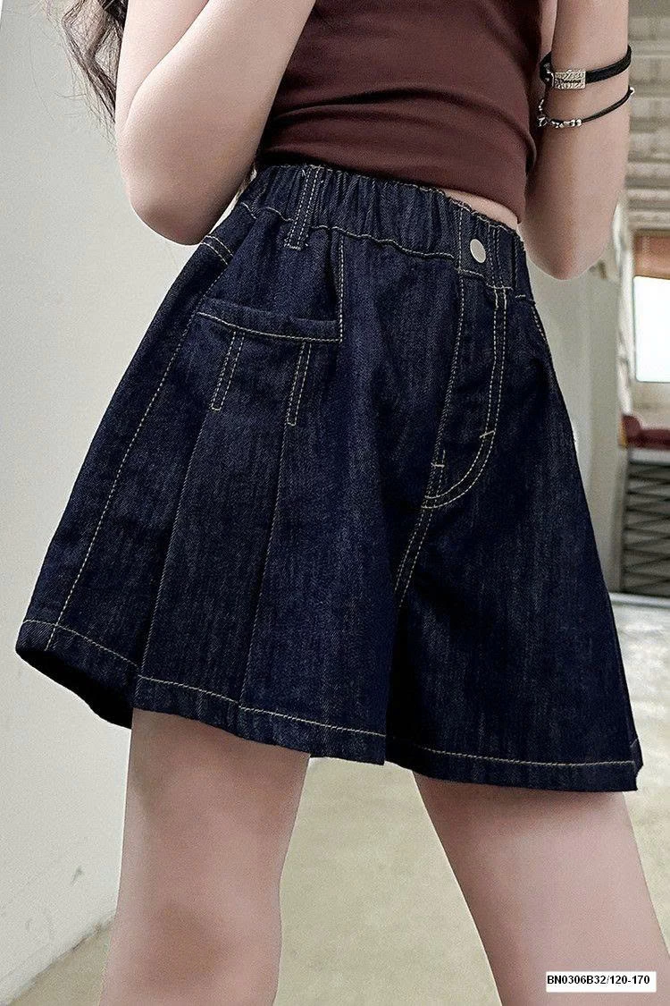 QUẦN SHORT JEAN DÁNG VÁY XẾP LY