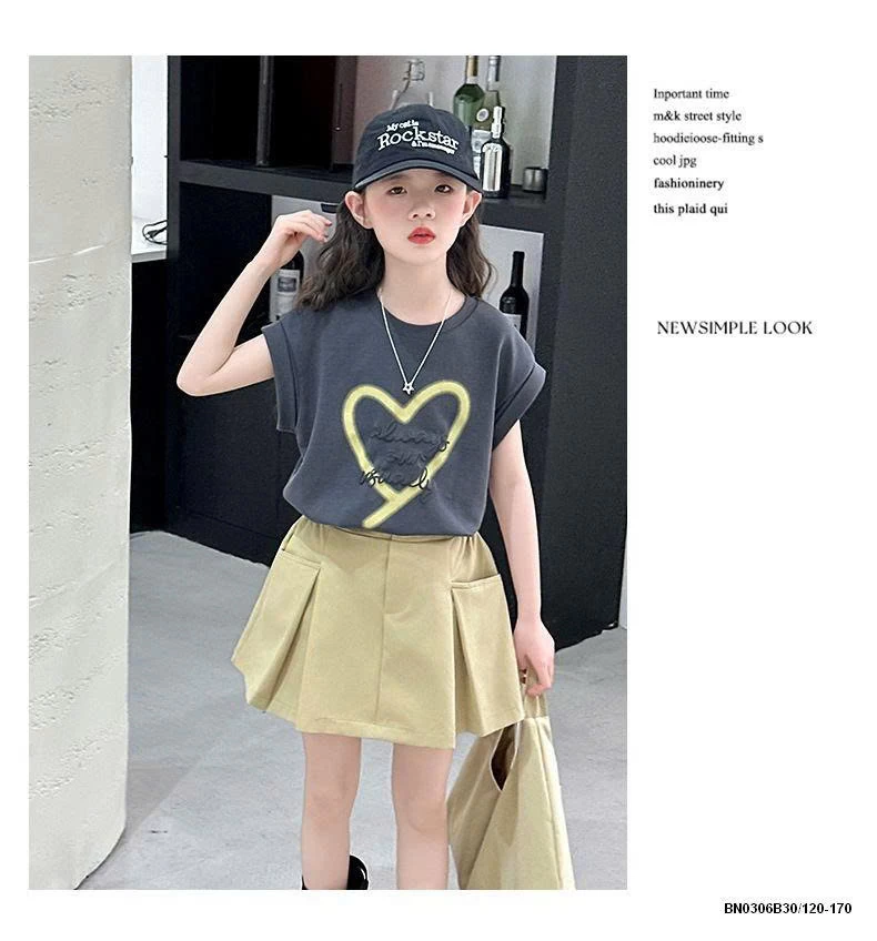 SÉT TANKTOP TRÁI TIM MIX CHÂN VÁY VÀNG