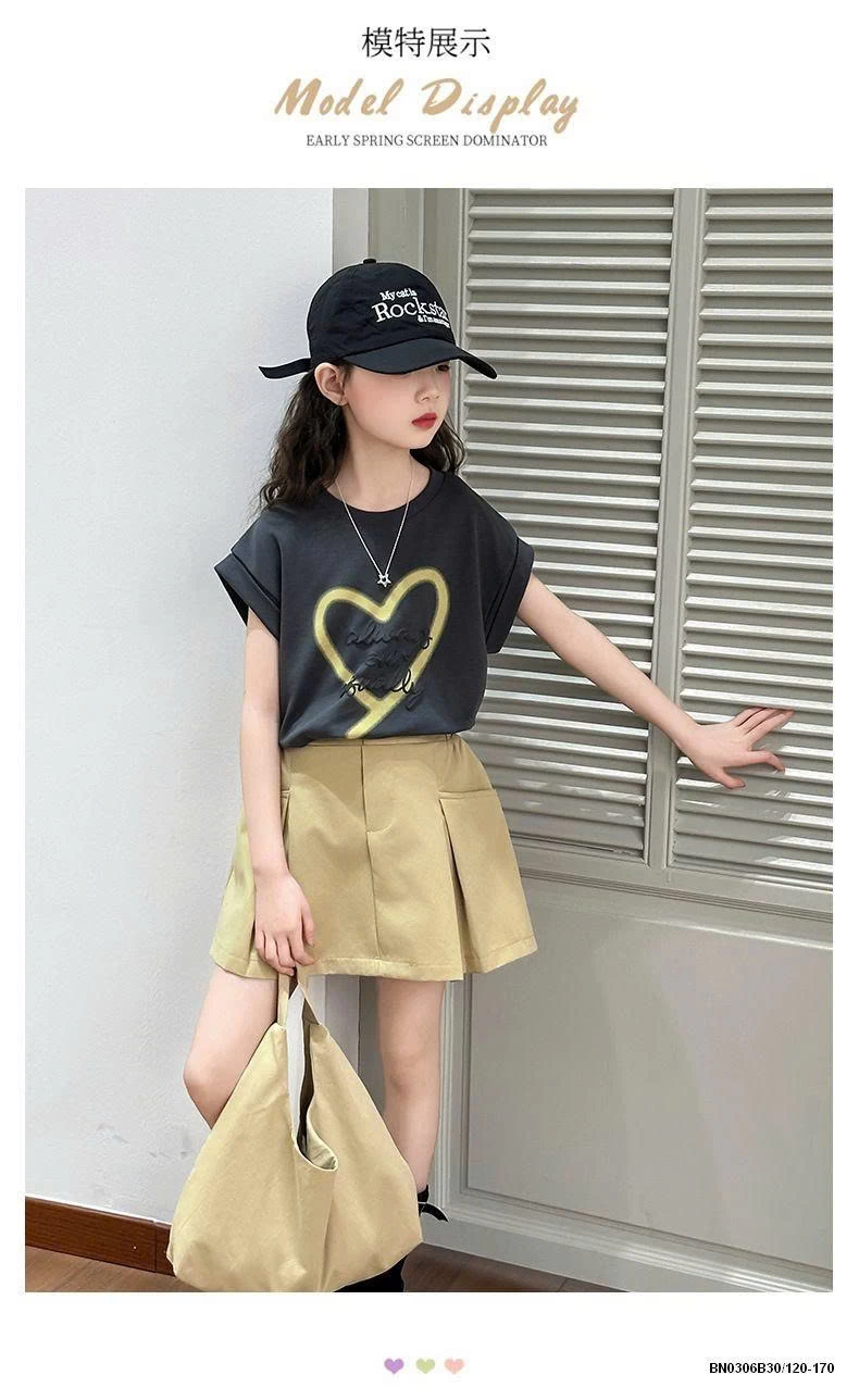 SÉT TANKTOP TRÁI TIM MIX CHÂN VÁY VÀNG