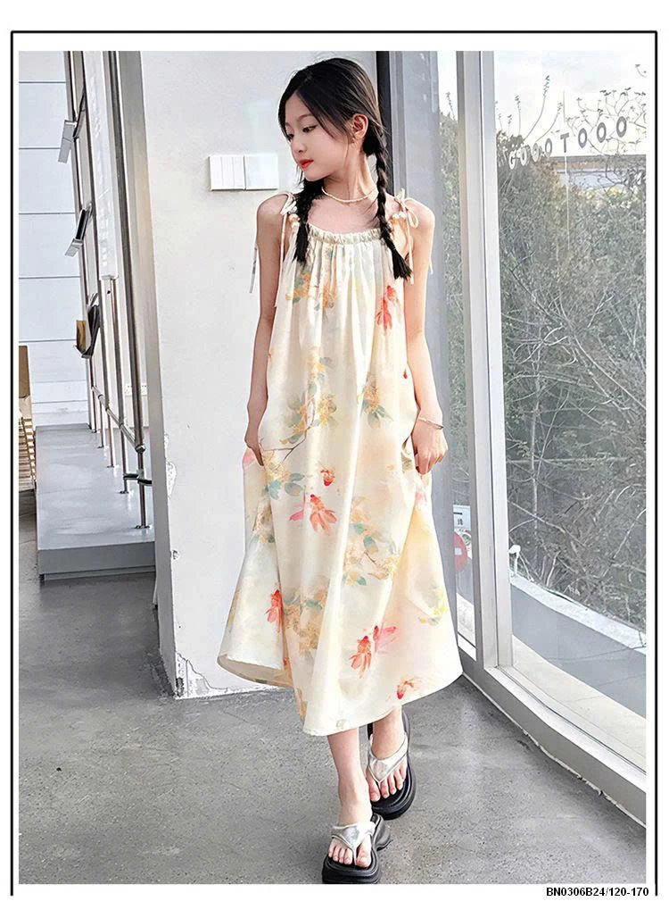 VÁY SUÔNG 2 DÂY HOA ĐI BIỂN