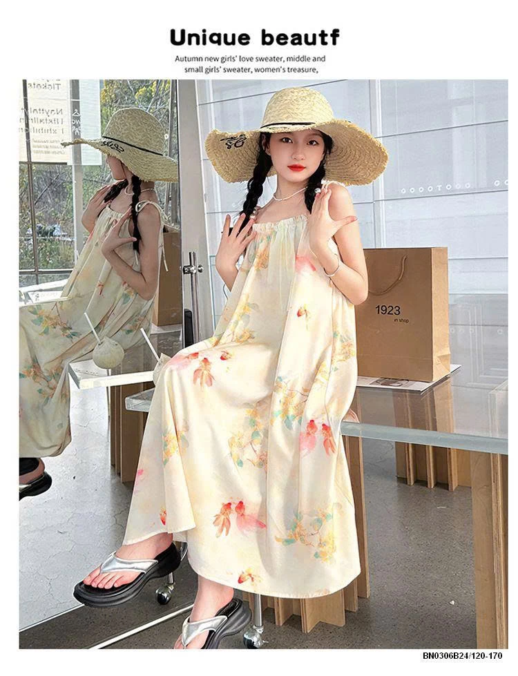 VÁY SUÔNG 2 DÂY HOA ĐI BIỂN