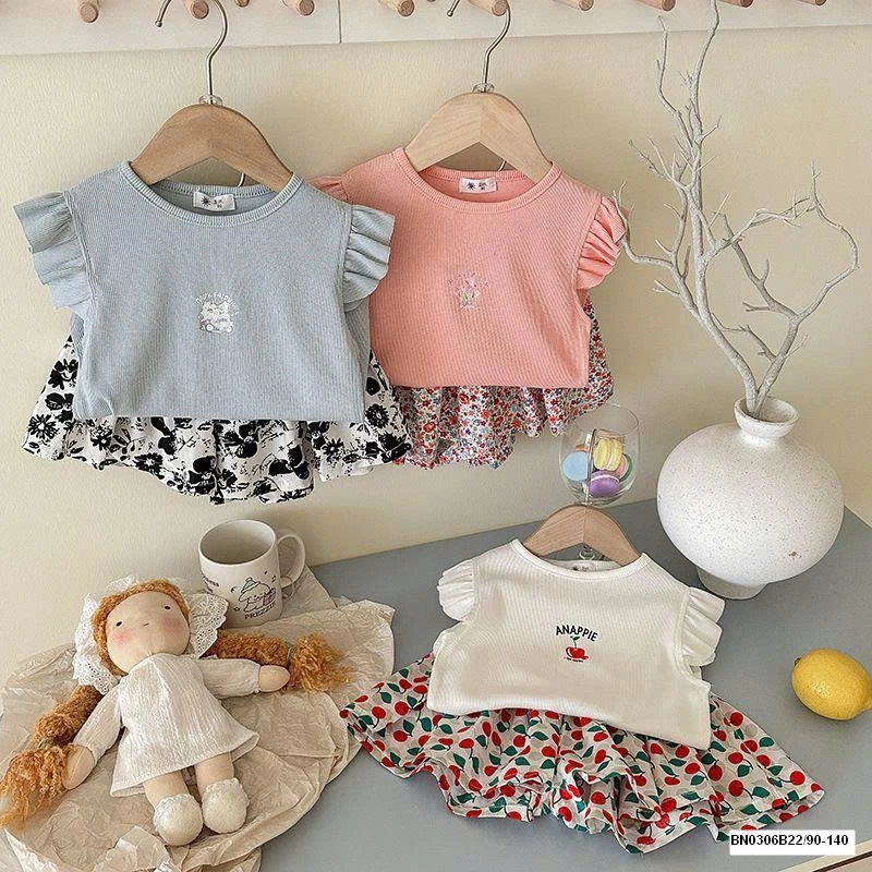 SÉT ÁO CÁNH TIÊN MIX QUẦN VÁY HOA