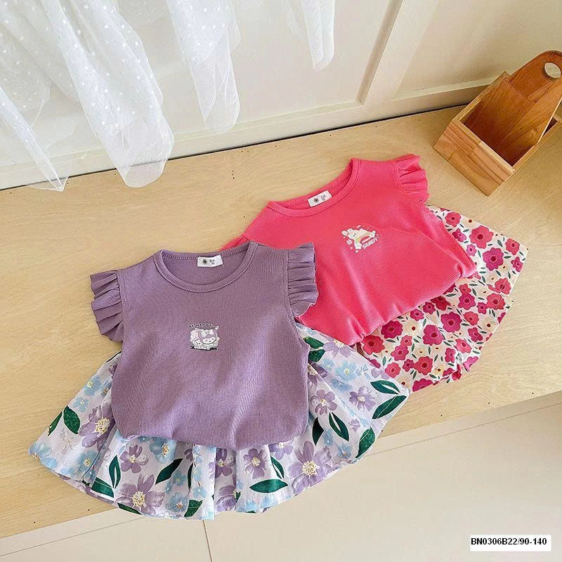 SÉT ÁO CÁNH TIÊN MIX QUẦN VÁY HOA