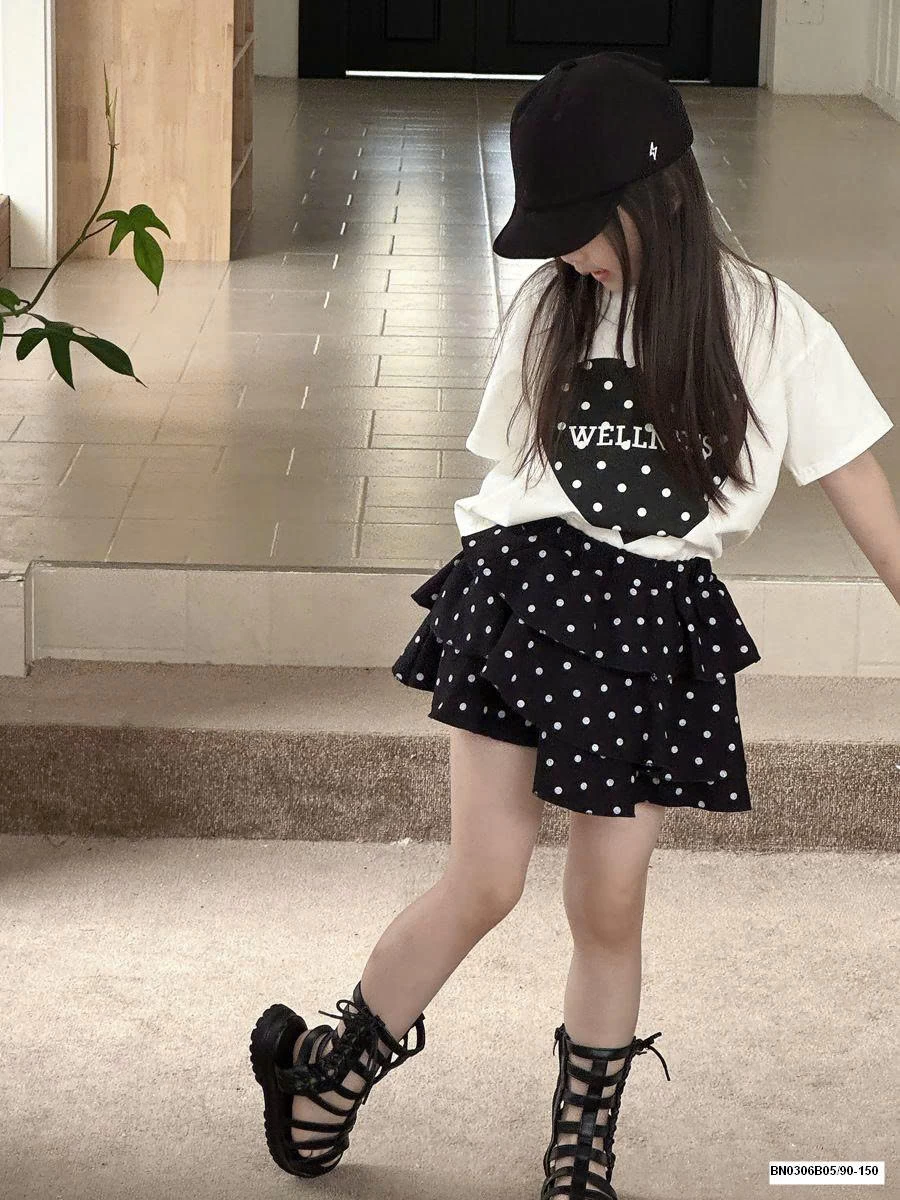 SÉT ÁO THUN TRÁI TIM MIX CV CHẤM BI