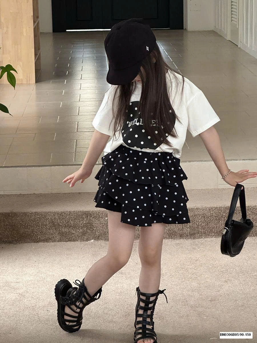 SÉT ÁO THUN TRÁI TIM MIX CV CHẤM BI