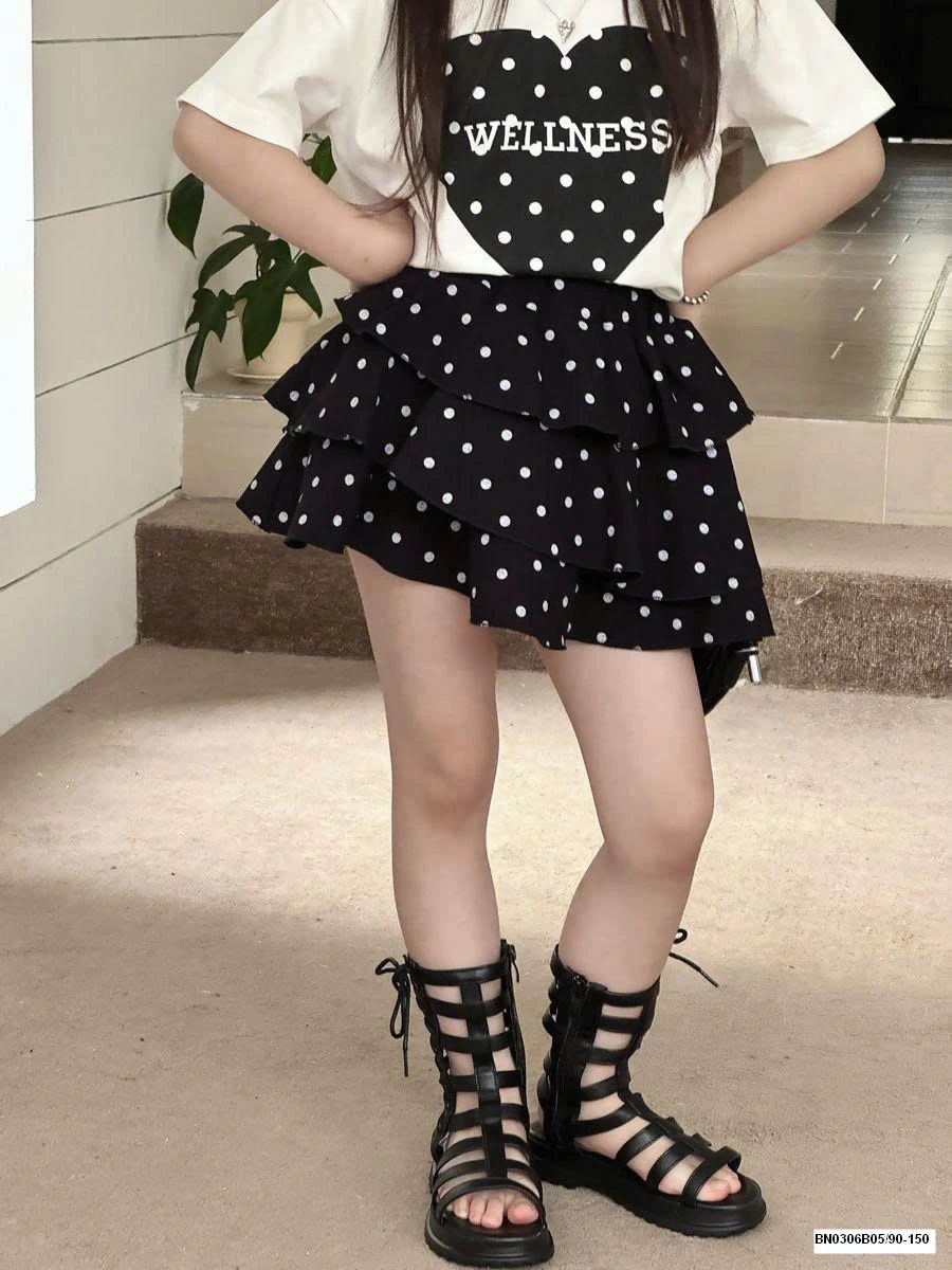 SÉT ÁO THUN TRÁI TIM MIX CV CHẤM BI