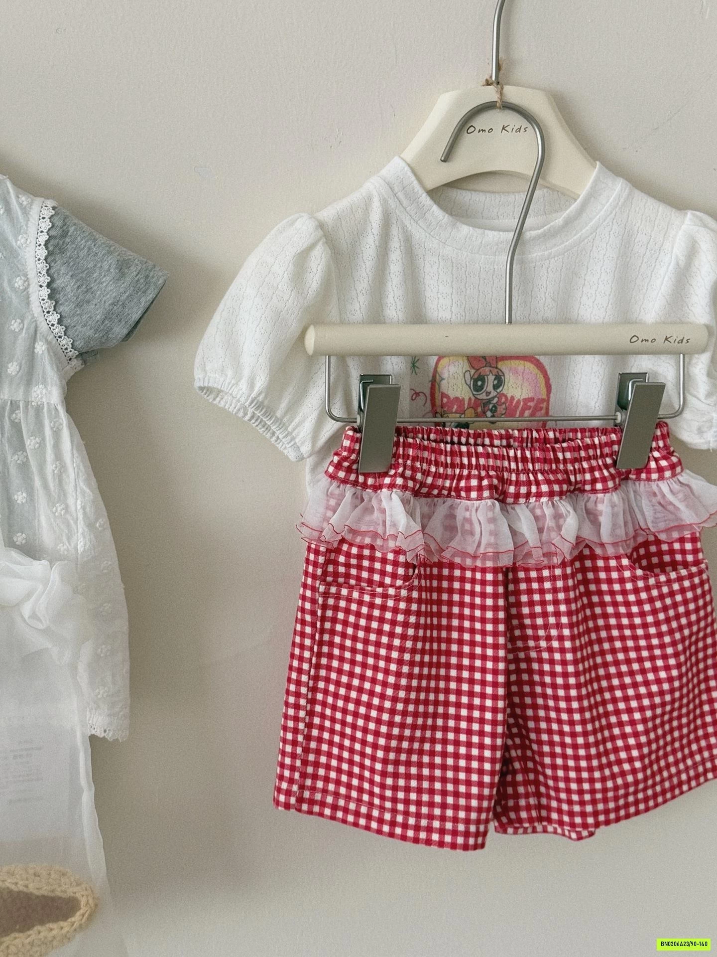 SÉT ÁO TAY BỒNG MIX SHORT CARO ĐỎ
