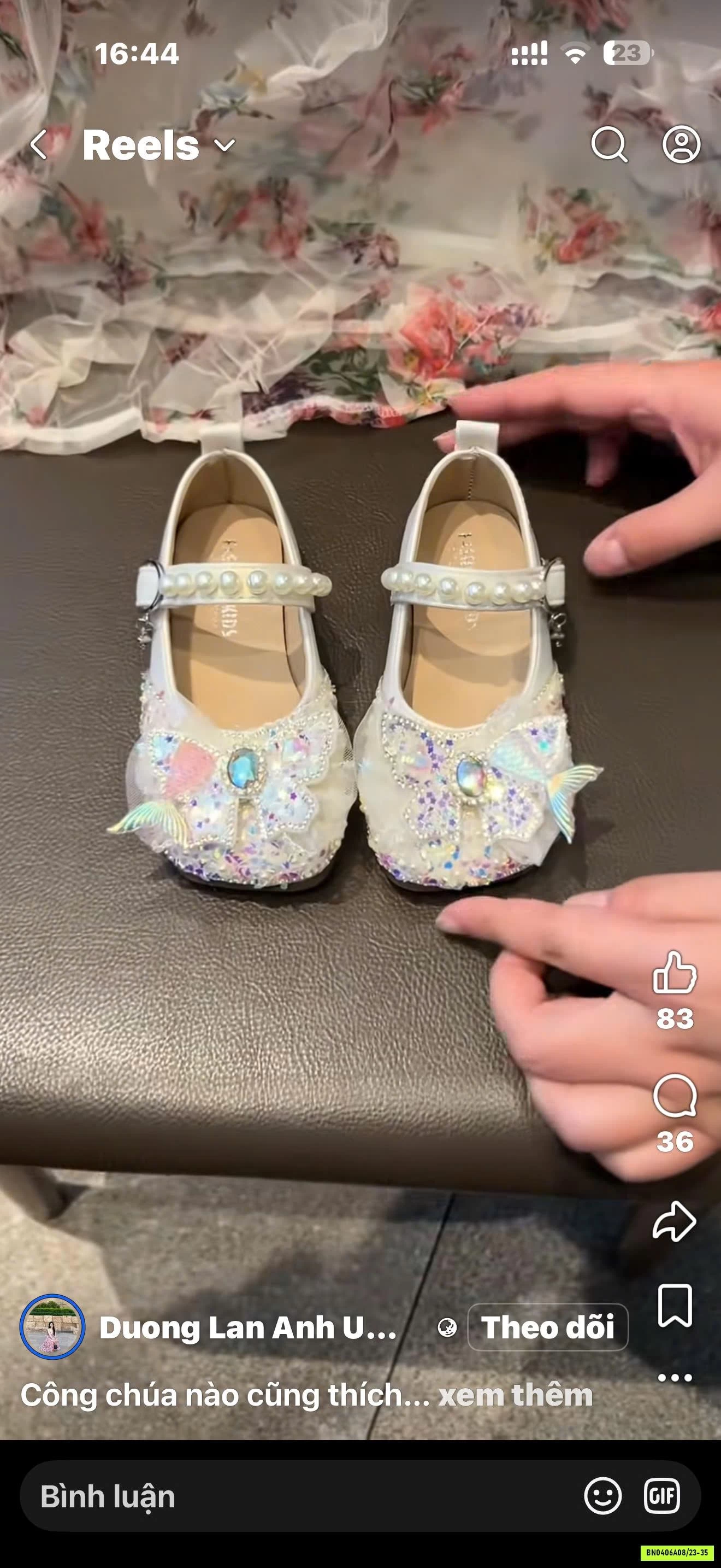GIÀY CÔNG CHÚA NƠ TIÊN CÁ BLING