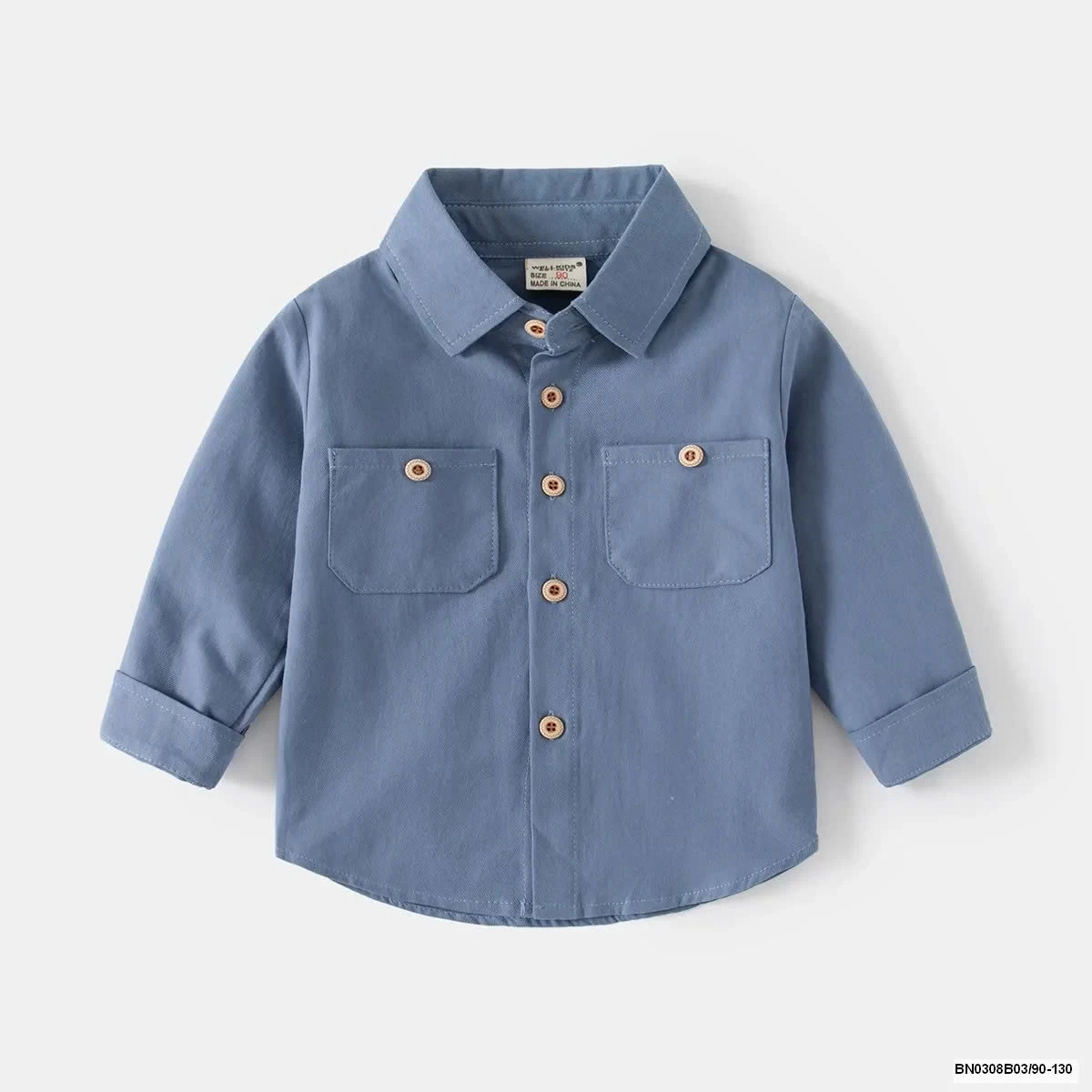 ÁO SƠ MI DÀI TAY 2 TÚI WELLKIDS