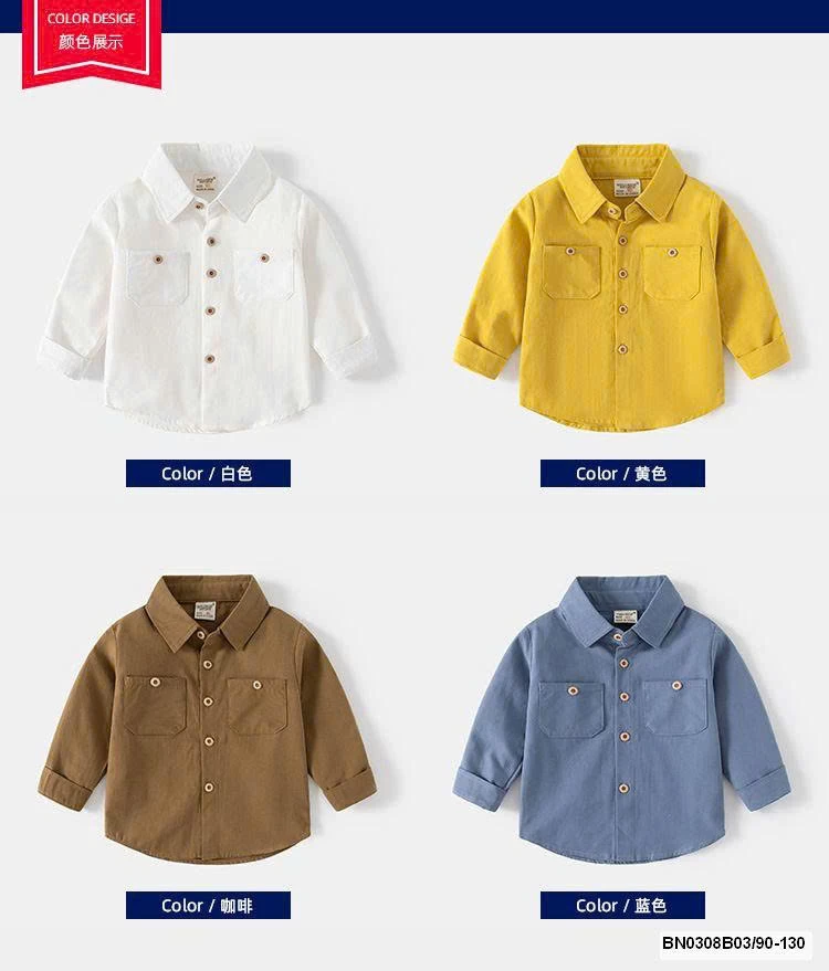 ÁO SƠ MI DÀI TAY 2 TÚI WELLKIDS