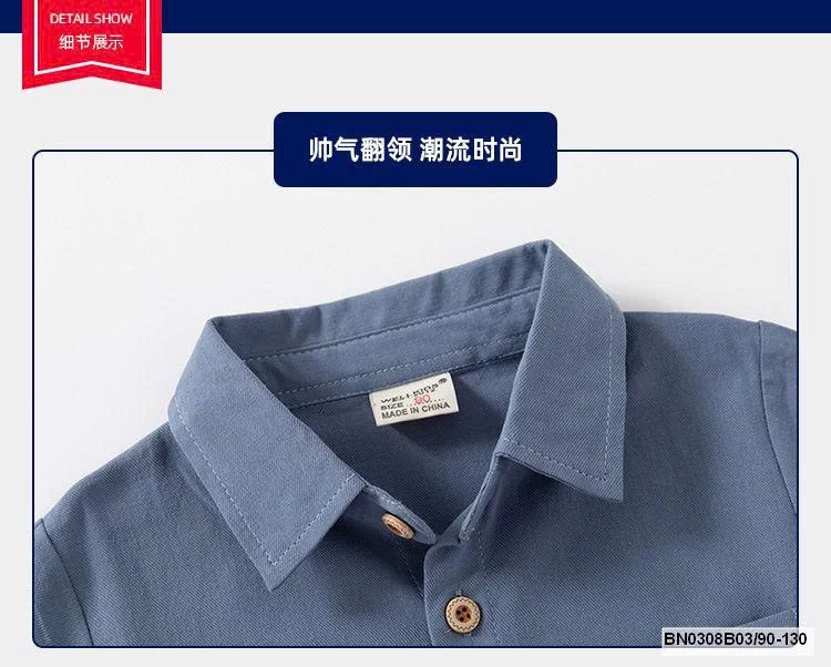 ÁO SƠ MI DÀI TAY 2 TÚI WELLKIDS