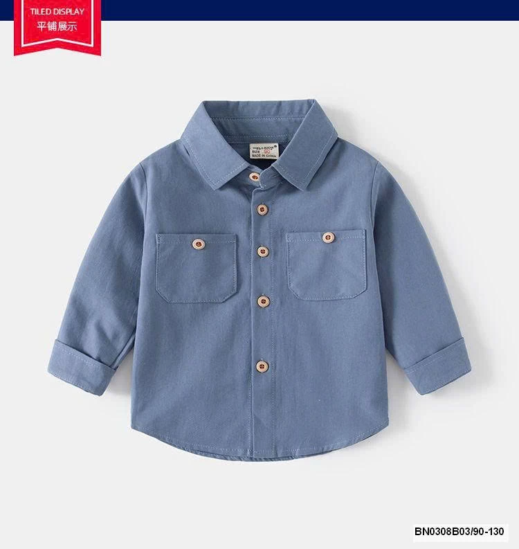 ÁO SƠ MI DÀI TAY 2 TÚI WELLKIDS