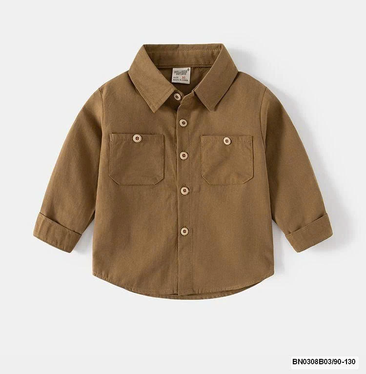 ÁO SƠ MI DÀI TAY 2 TÚI WELLKIDS