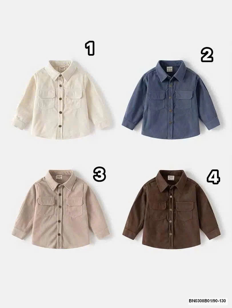 Áo sơ mi nhung tăm  Wellkids