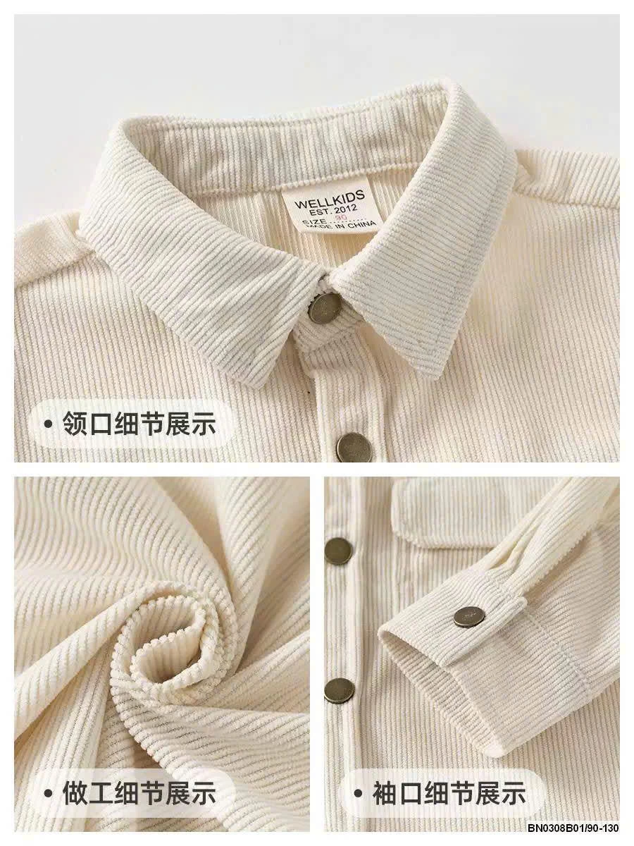 Áo sơ mi nhung tăm  Wellkids