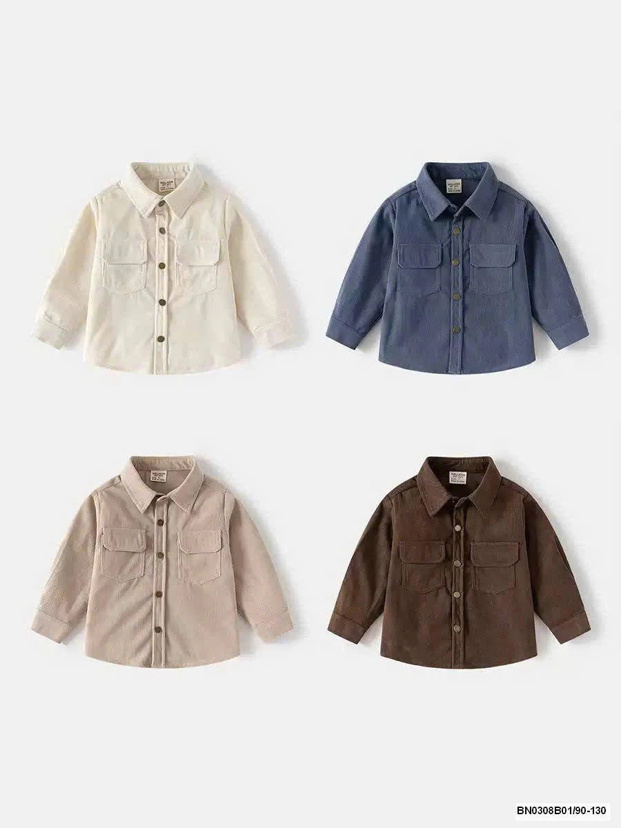 Áo sơ mi nhung tăm  Wellkids