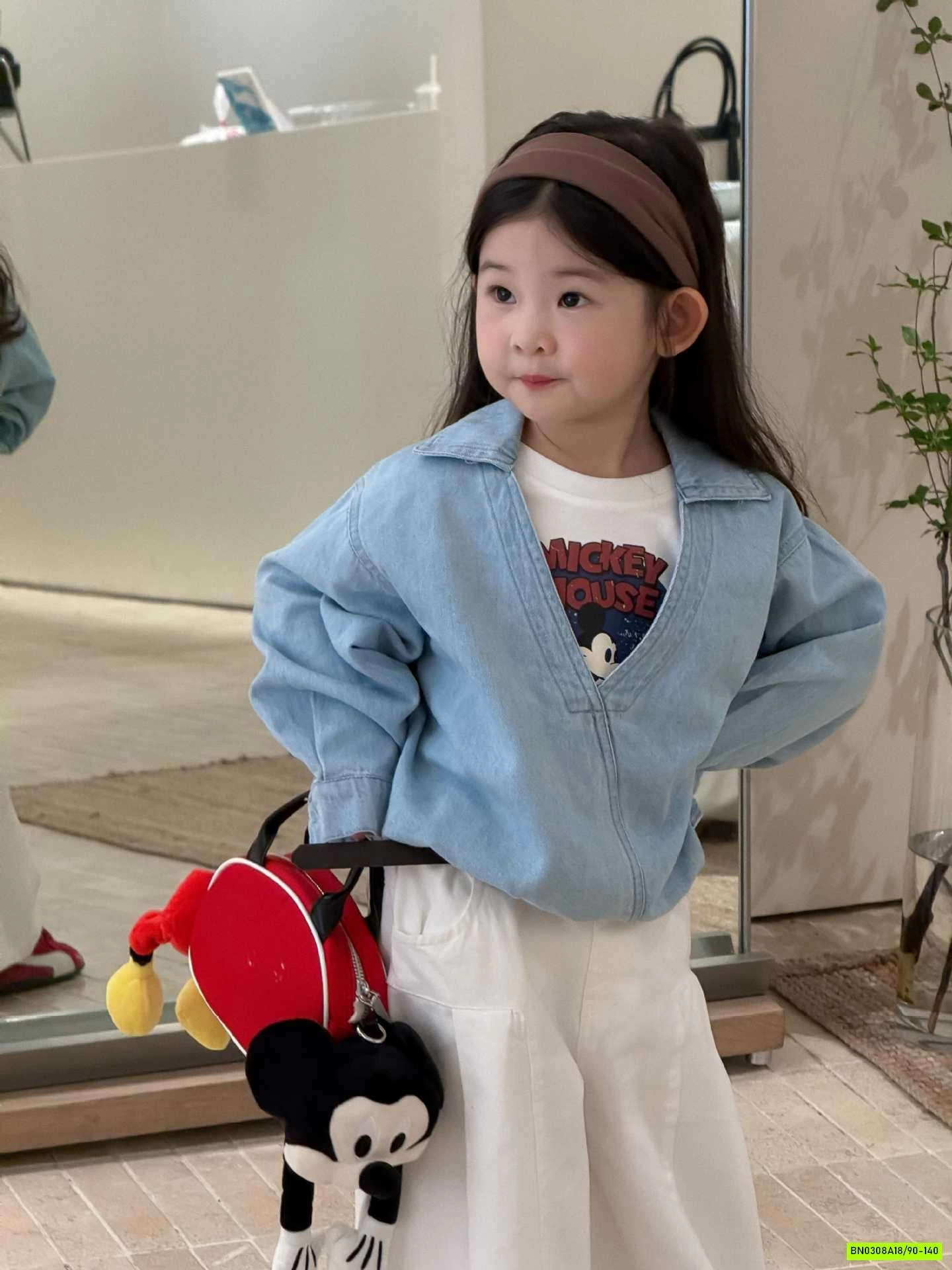 ÁO DENIM GIẢ 2 LỚP MIX QUẦN TRẮNG