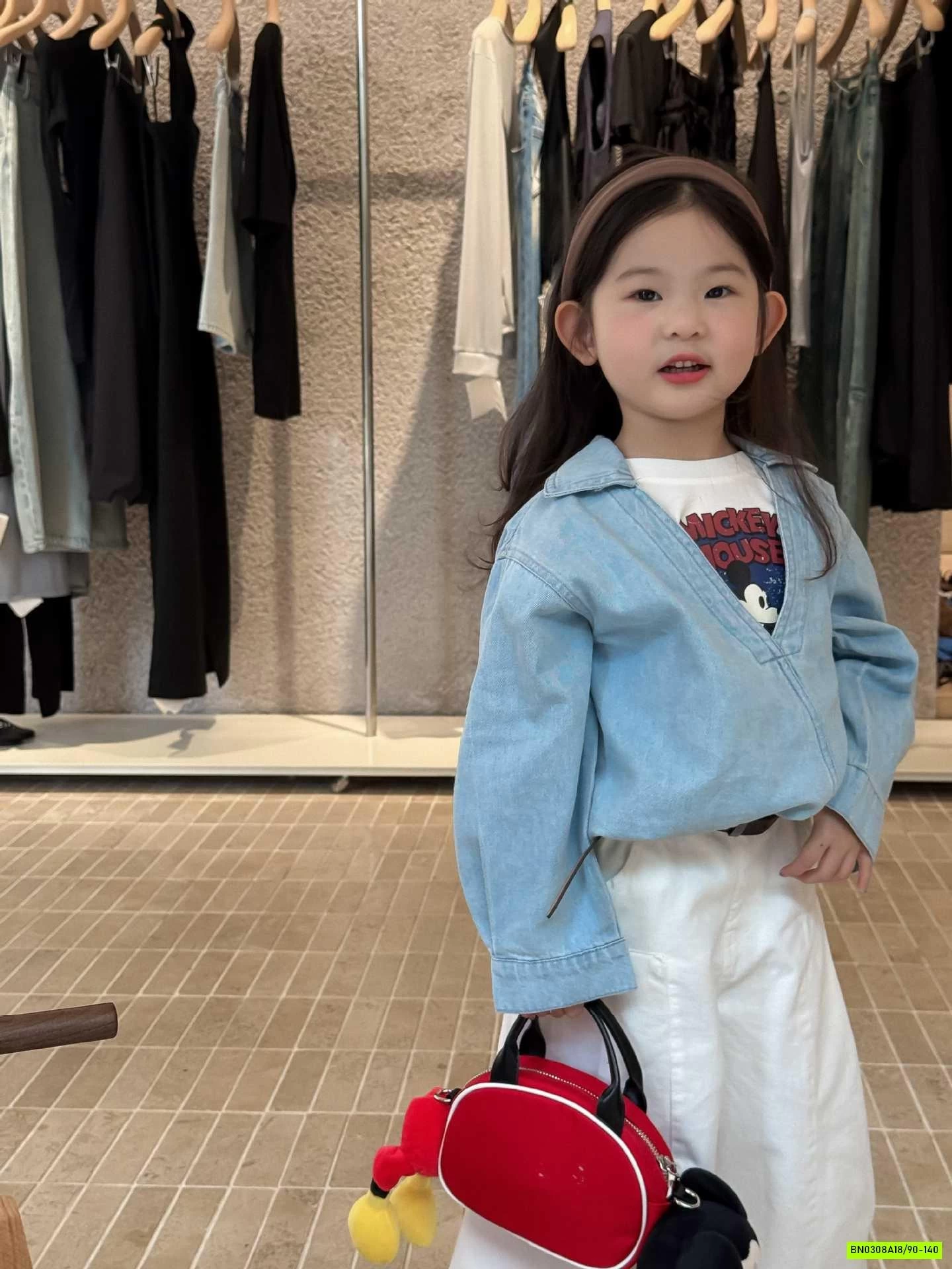 ÁO DENIM GIẢ 2 LỚP MIX QUẦN TRẮNG