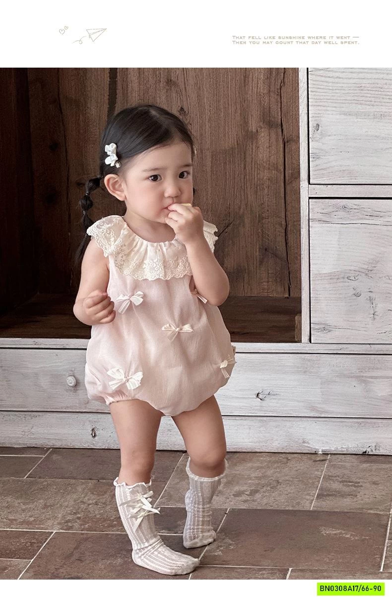 BODY HỒNG CỔ REN GẮN NƠ